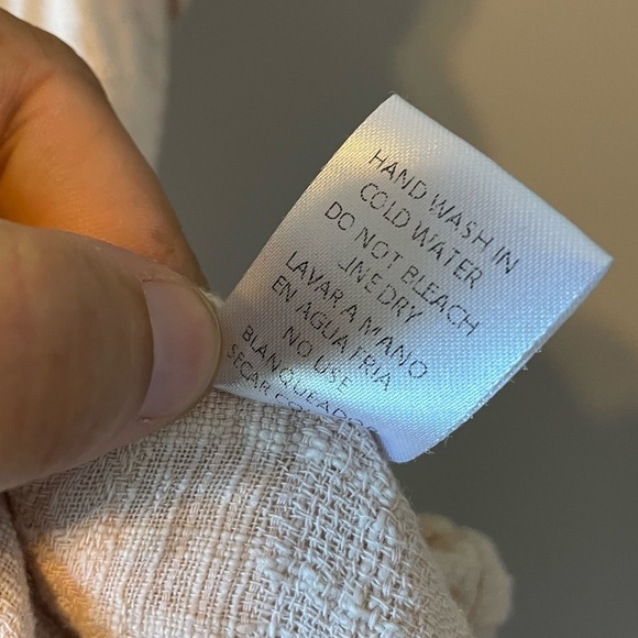 La Miel Blush Pink Crepe Cotton blend Baby Doll Ruffle Blouse sz M - Picture 7 of 10